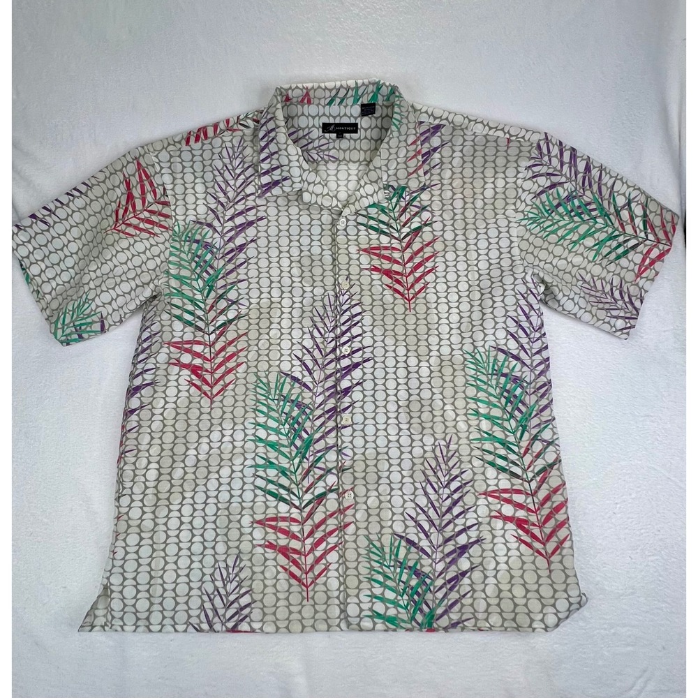 Montique 3XL Tropical‎ Palm Leaf Print Button Down Shirt Mens